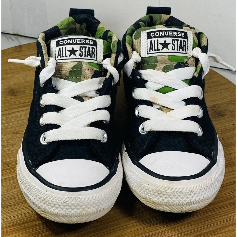 Converse CTAS Street Mid Black Khaki White CAMO Kids Sneakers 667212F Sz11.5